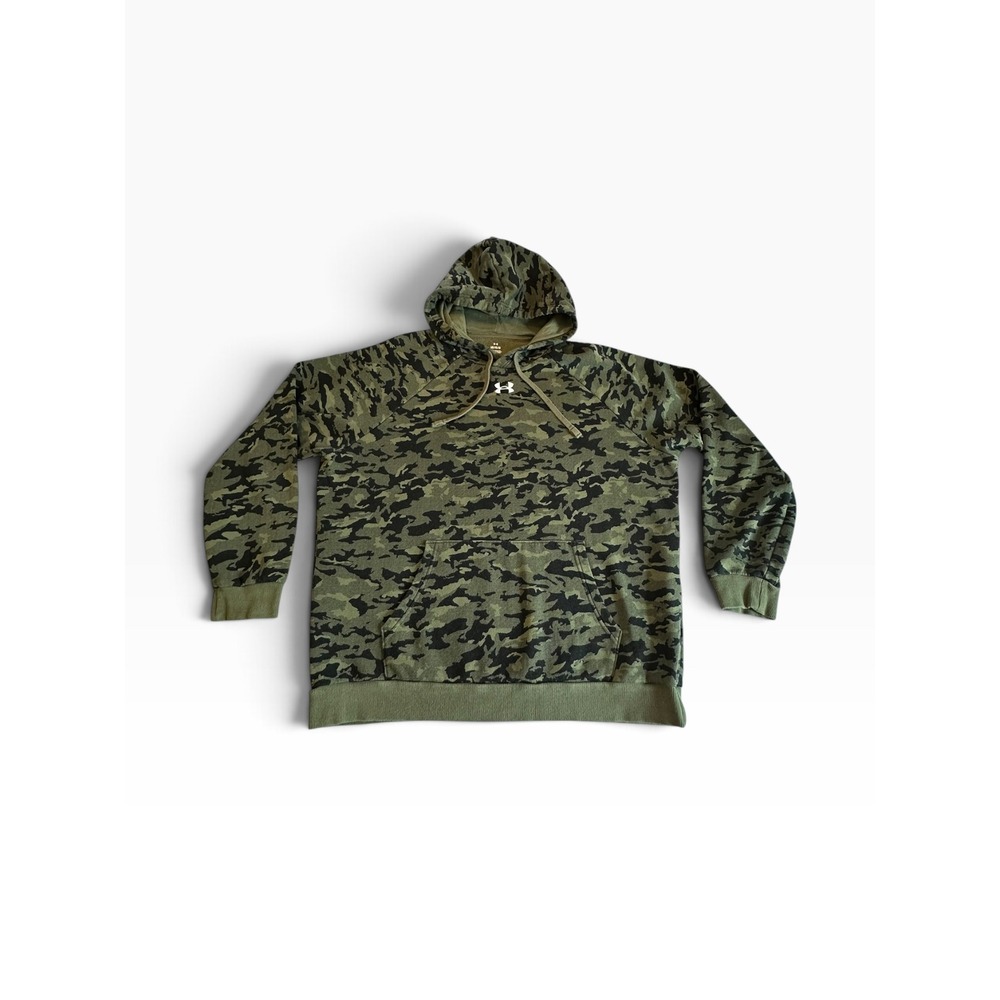 Under Armour Rival Fleece Hoodie Mens Large Green Camo Pullover Sport Hunting